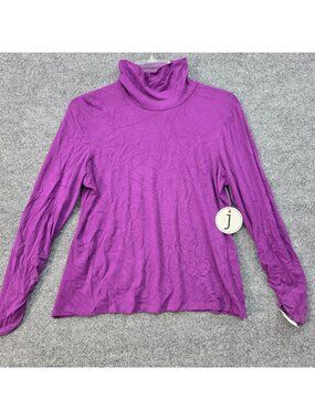 Vintage J Turtleneck Top Purple XXL Stretch Ruched Sleeve Minimalist Dopamine